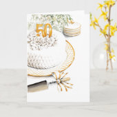 50e trouwdagcake kaart (Gele Bloem)