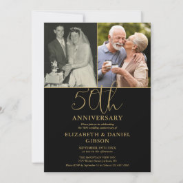 50e trouwdagjubileum toen en nu 2 foto kaart