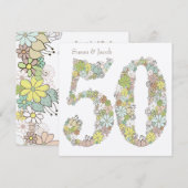 50e trouwjubileum bloemen bruiloft uitnodiging (Voorkant / Achterkant)