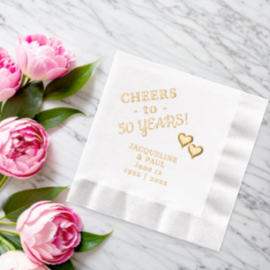 50e trouwjubileum Gefeliciteerd twee harten Folie Servetten
