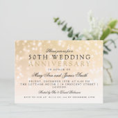 50e trouwjubileum Gouden Glitterlichtjes Kaart (Staand voorkant)