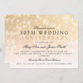 50e trouwjubileum Gouden Glitterlichtjes Kaart (Voorkant / Achterkant)