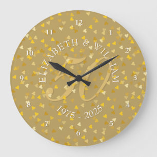 50e trouwjubileum Gouden Harten Confetti Grote Klok