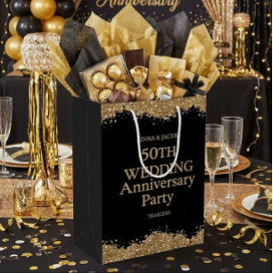 50e trouwjubileum gouden nepschittering medium cadeauzakje