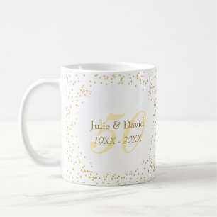 50e trouwjubileum gouden stof confetti koffiemok
