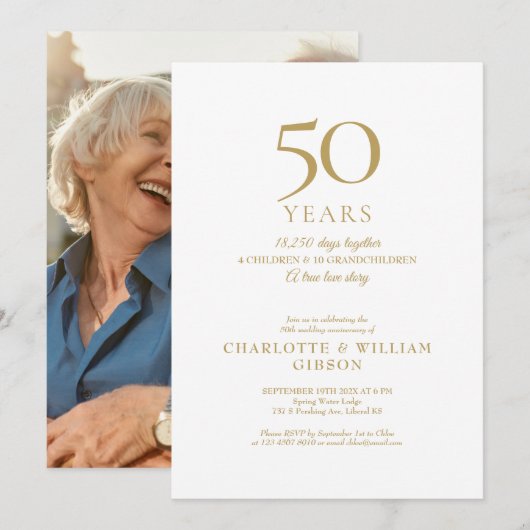 50e trouwjubileum herinneringen Gouden Foto Kaart (Voorkant / Achterkant)
