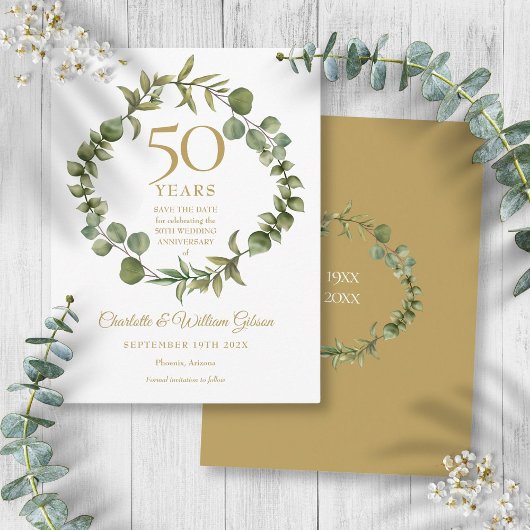 50e trouwjubileum Save the Date-sierkrans Briefkaart