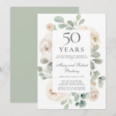 50e trouwjubileum Witte Roos Bloemstuk Kaart (Voorkant / Achterkant)