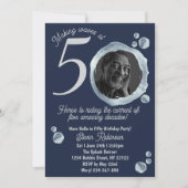 50e Twilight Blue Bubble verjaardagsfeestje foto Kaart (Voorkant)