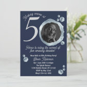 50e Twilight Blue Bubble verjaardagsfeestje foto Kaart (Staand voorkant)