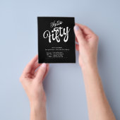 50e uitnodiging van 50e verjaardag in het zwart-wi flyer (Hand)