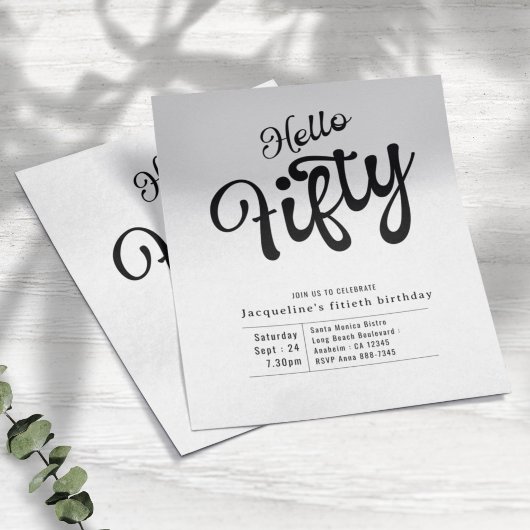 50e uitnodiging van 50e verjaardag in het zwart-wi flyer