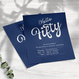 50e uitnodiging van de 50e verjaardag van de blauw flyer