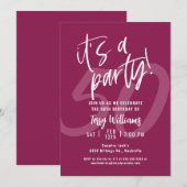 50e uitnodiging van de Birthday Partij in Roze Fun (Voorkant / Achterkant)