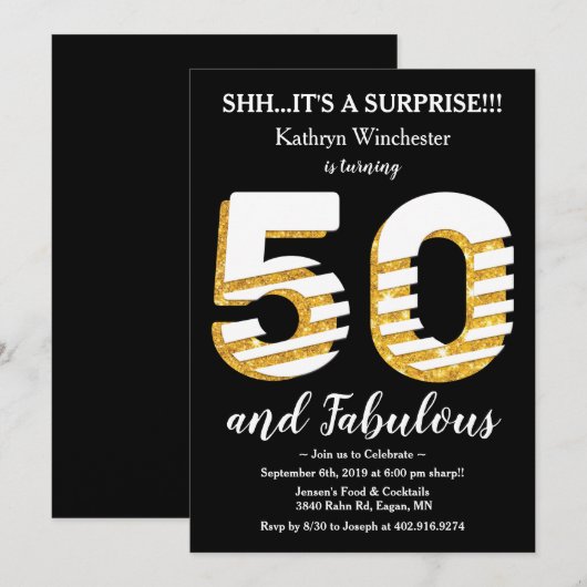 50e uitnodiging van de Birthday Party (Voorkant / Achterkant)