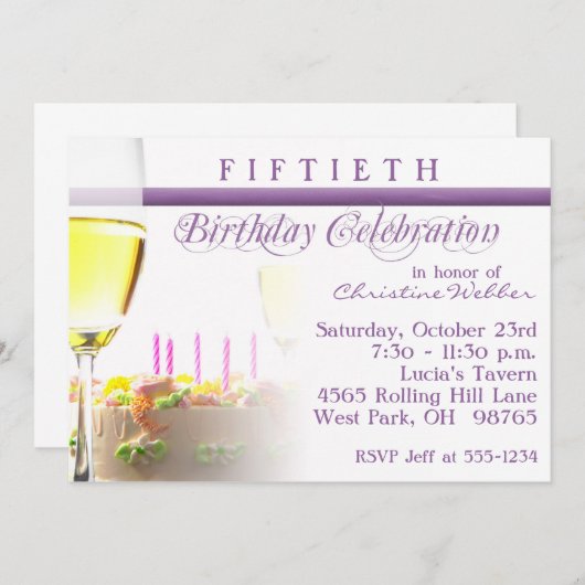 50e uitnodiging van de Birthday Party (Voorkant / Achterkant)