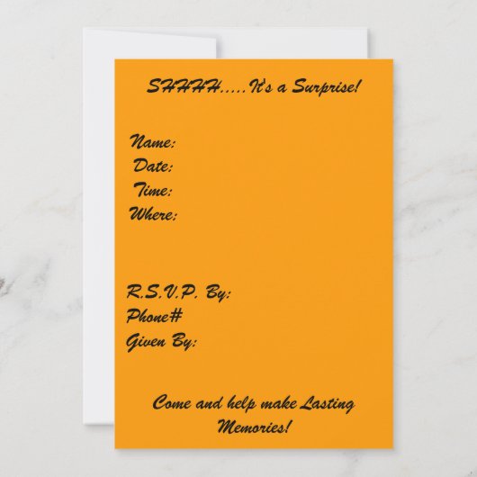 50e uitnodiging van de Birthday Party (Achterkant)