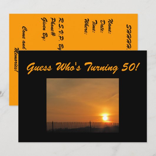 50e uitnodiging van de Birthday Party (Voorkant / Achterkant)