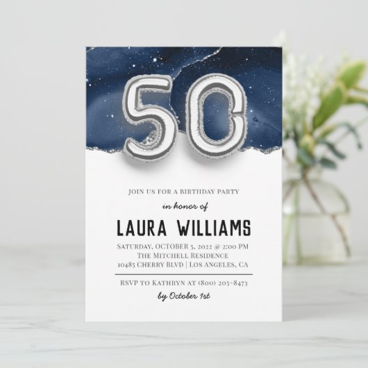 50e uitnodiging van de Birthday Party (Staand voorkant)