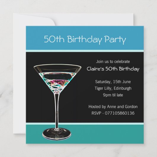 50e uitnodiging van de Birthday Party (Voorkant)