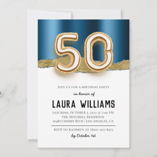 50e uitnodiging van de Birthday Party (Voorkant)