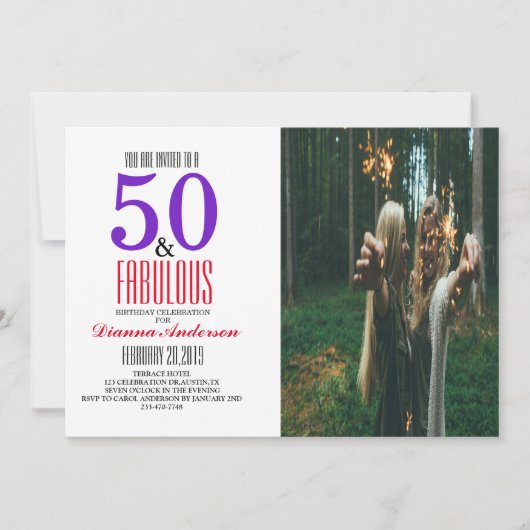 50e uitnodiging van de Birthday Party (Voorkant)