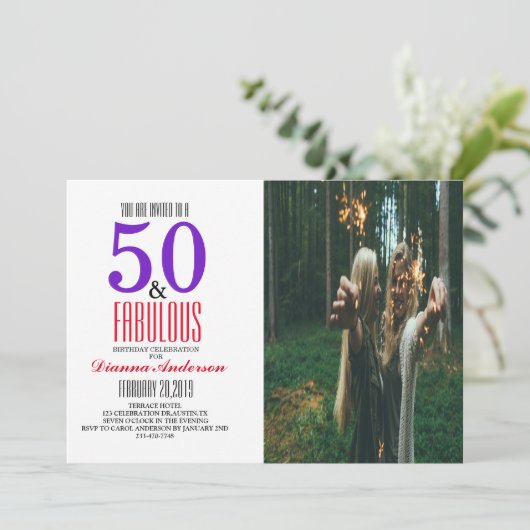 50e uitnodiging van de Birthday Party (Staand voorkant)