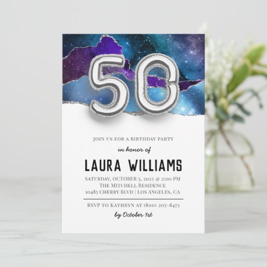 50e uitnodiging van de Birthday Party (Staand voorkant)