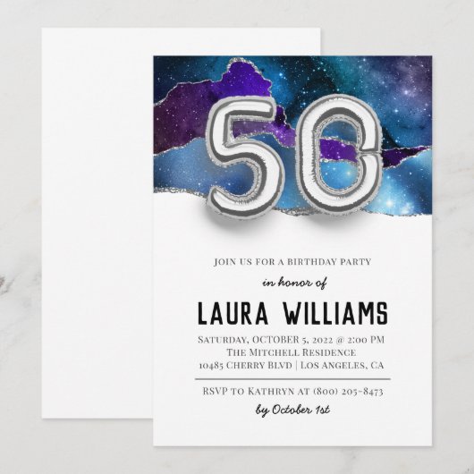 50e uitnodiging van de Birthday Party (Voorkant / Achterkant)