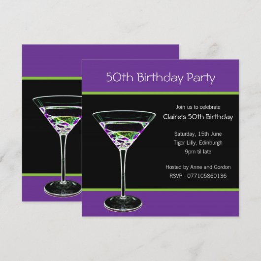 50e uitnodiging van de Birthday Party (Voorkant / Achterkant)