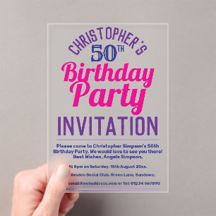 50e uitnodiging van de Birthday Party
