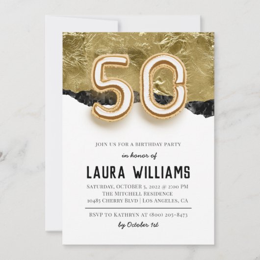 50e uitnodiging van de Birthday Party (Voorkant)