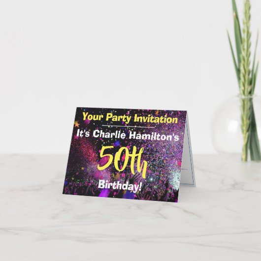 50e uitnodiging van de Birthday Party (Voorkant)