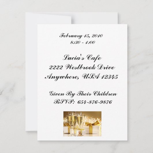 50e uitnodiging van de Partij van de Jubileum (Achterkant)