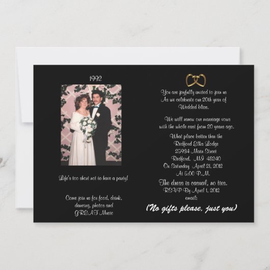 50e uitnodiging van de Partij van de Jubileum (Achterkant)