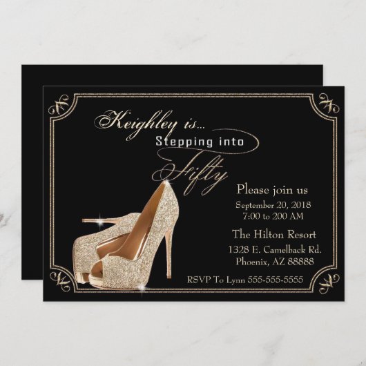 50e uitnodiging van de verjaardag (Voorkant / Achterkant)