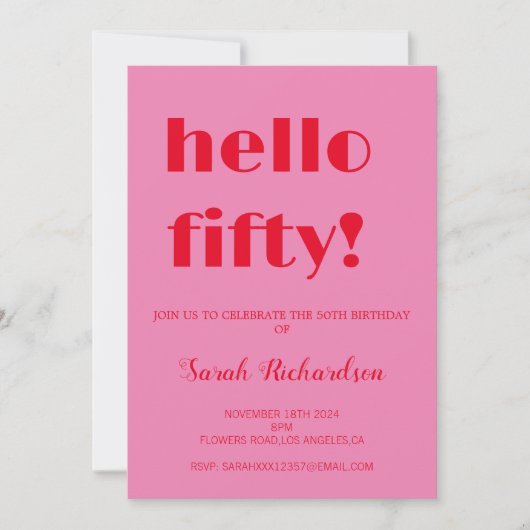 50e uitnodiging van de verjaardag (Voorkant)