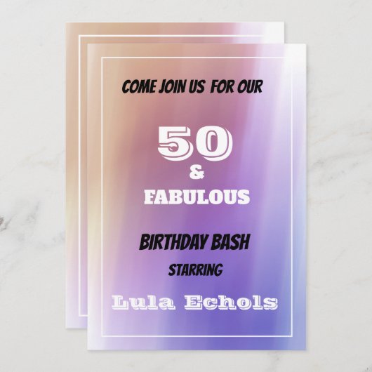 50e uitnodiging van de verjaardag (Voorkant / Achterkant)