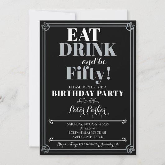 50e uitnodiging van de verjaardag (Voorkant)