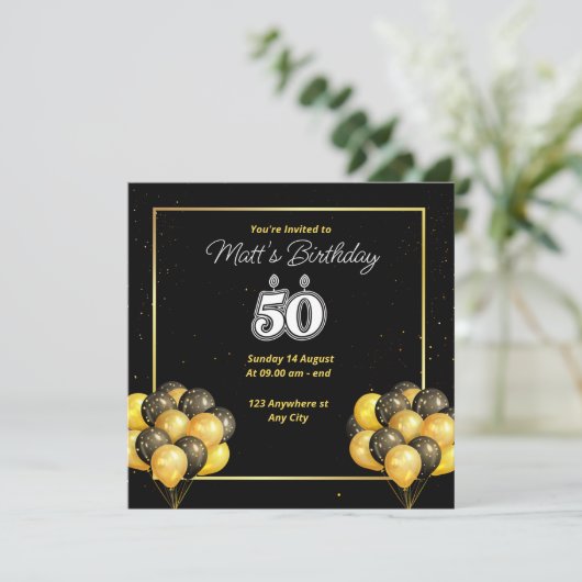 50e uitnodiging van de verjaardag (Staand voorkant)