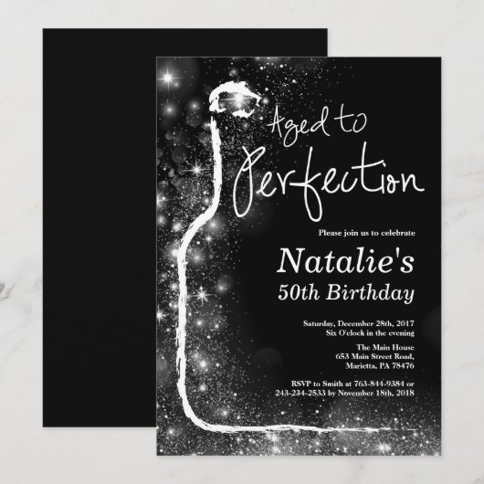 50e uitnodiging voor de geboorte van wijn. Geavanc (Voorkant / Achterkant)