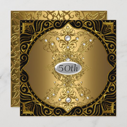 50e uitnodiging voor goudfeest (Voorkant / Achterkant)