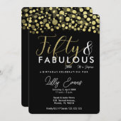 50e uitnodiging voor verjaardagsfeestje, zwart en  (Voorkant / Achterkant)