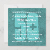 50e URPRISE Birthday Aqua Blue en White W1443T Kaart (Achterkant)