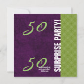 50e URPRISE Birthday Paars en Green Pattern Kaart (Achterkant)