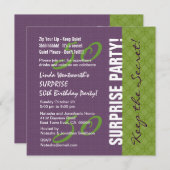 50e URPRISE Birthday Paars en Green Pattern v2 Kaart (Voorkant / Achterkant)