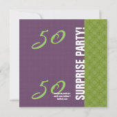 50e URPRISE Birthday Paars en Green Pattern v2 Kaart (Achterkant)