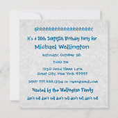 50e URPRISE Birthday Party Blue Stripes A06 Kaart (Achterkant)