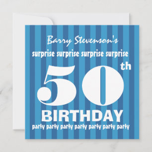 50e URPRISE Birthday Party Blue Stripes A06 Kaart
