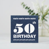 50e URPRISE Birthday Party Blue White W1443 Kaart (Staand voorkant)